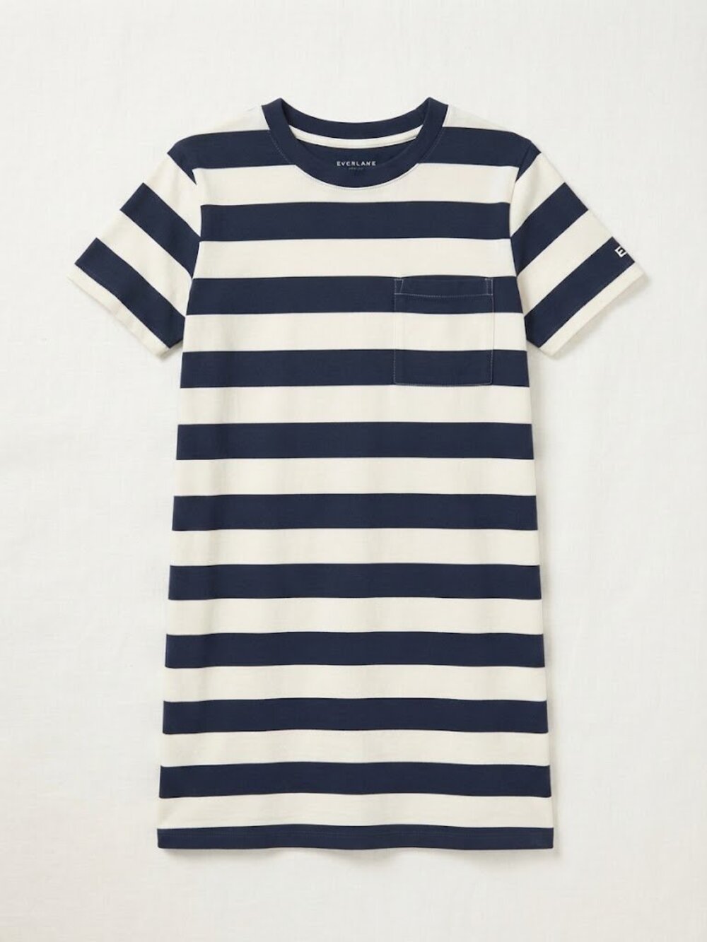 Everlane - The Organic Cotton Weekend Tee Dress | Large | Navy & Canvas Stripe - Picture 3 of 16